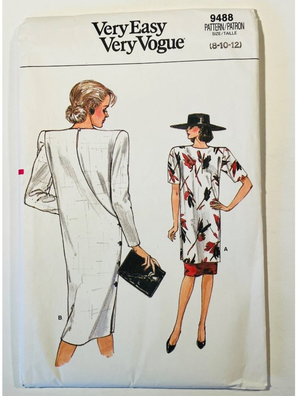 80s Very Easy Very Vogue 9488 Sz 8-12 Back Wrap Dress Tunic Skirt Pattern FF